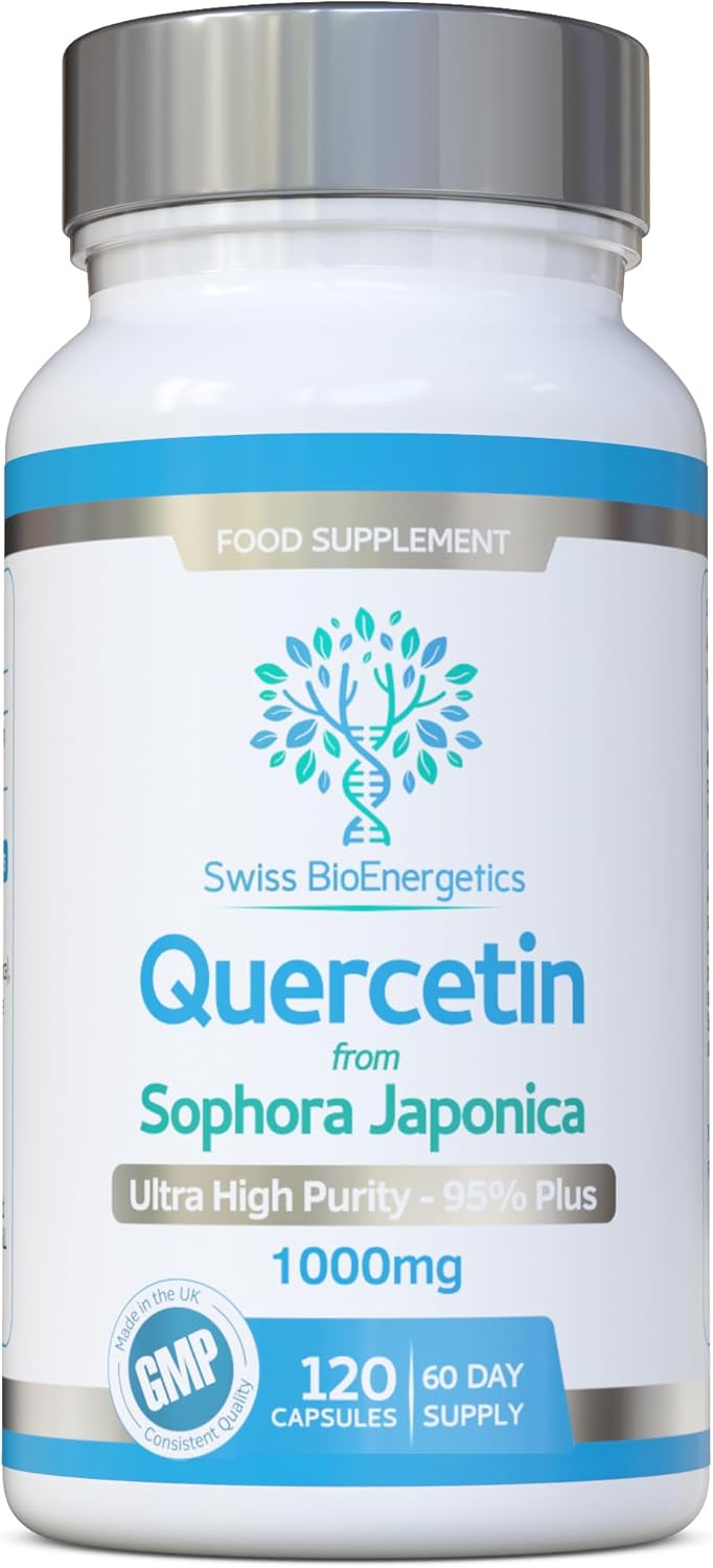 Quercetin 1000mg 60-day supply - No Artificial fillers, binders or flow agents - High Strength Pure Quercetin capsules from Sophora Japonica - Suitable for Vegetarians and Vegans – Exclusively UK Made