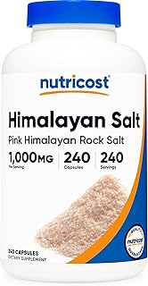 Nutricost Pink Himalayan Salt Capsules 1000mg, 390mg Sodium, 240 Capsules - Non-GMO, Gluten Free