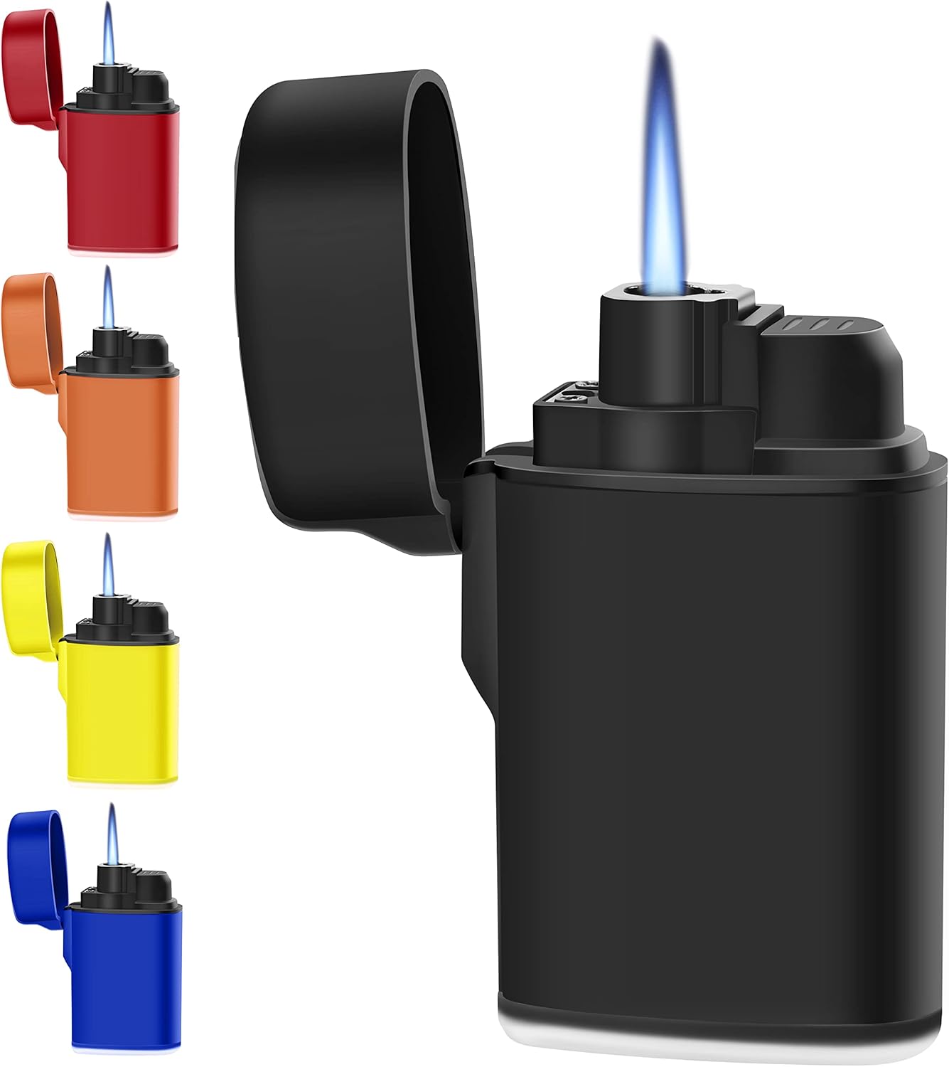5 Pack Mini Torch Lighter Windproof Jet Flame Butane Gas Pocket Refillable for Candles, Outdoor, fireworks, Camping, Fireplaces, Gas Stoves, Ovens, BBQ & Survival Gear (Butane not included)