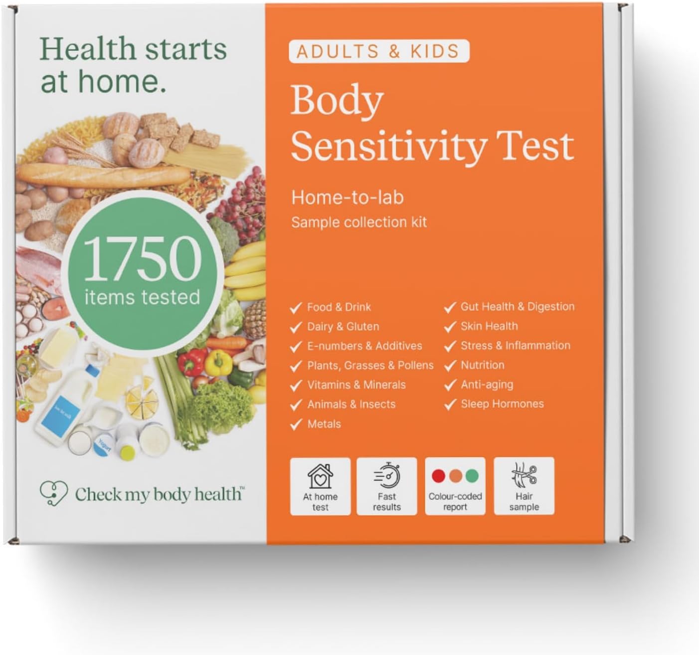 Check My Body Health 1,750 Items Body Food Sensitivity Test for Adults – Home Testing Kits – Food Intolerance Test Kit with Results in 3–5 Days + Nutritional Support & Meal Planner