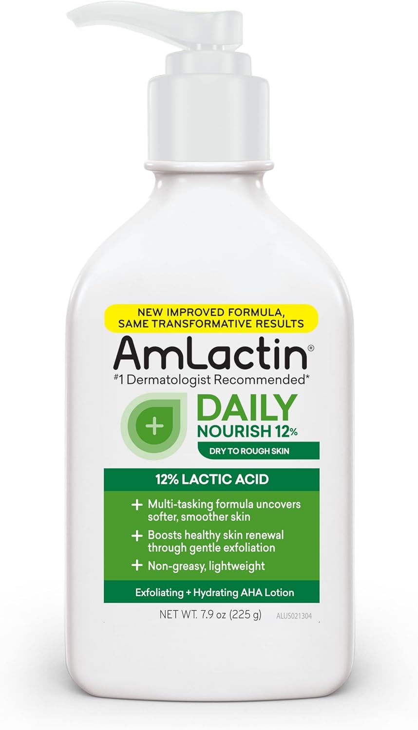 AmLactin Daily Moisturizing Body Lotion | Instantly Hydrates, Relieves Roughness | Powerful Alpha-Hydroxy Therapy Gently Exfoliates | Smooths Rough, Dry Skin | Paraben-Free 7.9 oz.