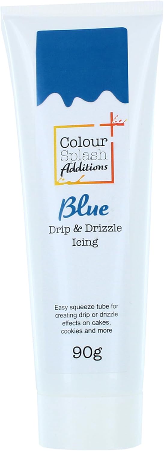 Colour Splash Drip & Drizzle | Blue | Cake Drip Icing For Decorating Celebration Cakes, Cupcakes, And Cookies, Easy Squeeze Tube - 90g