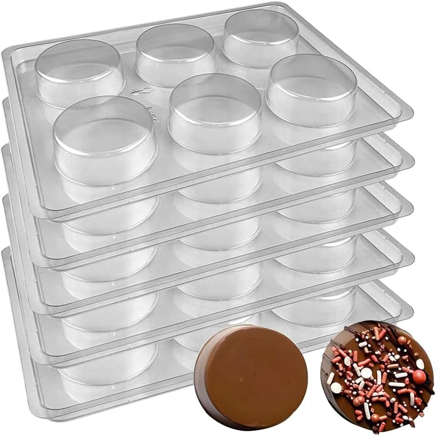 Oreo Chocolate Mold - Economy Pack (5 Pieces) - 6 Cylinders Each - for Chocolate Covered Cookies, Candy, Soap