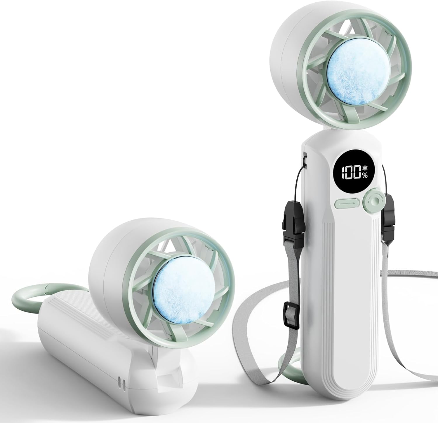 Portable Handheld Fan with Cooling Plate, 1-100 Speed Foldable Mini Fan with Stand, Hook & Lanyard, Up to 12H Use, Perfect for Travel, Office, Home & Outdoor