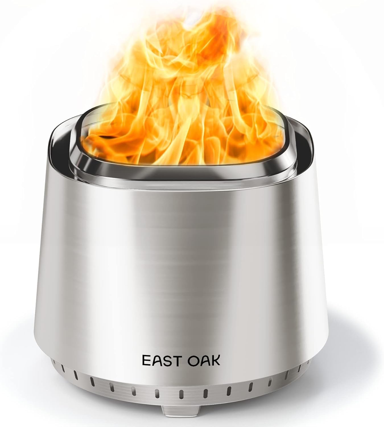 East Oak Camber Smokeless Fire Pit 17'' for Outdoor Patio, 304 Stainless Steel Wood Burning Fireplace, Portable Bonfire Pit with Poker, Stand & Removable Ash Pan for Camping