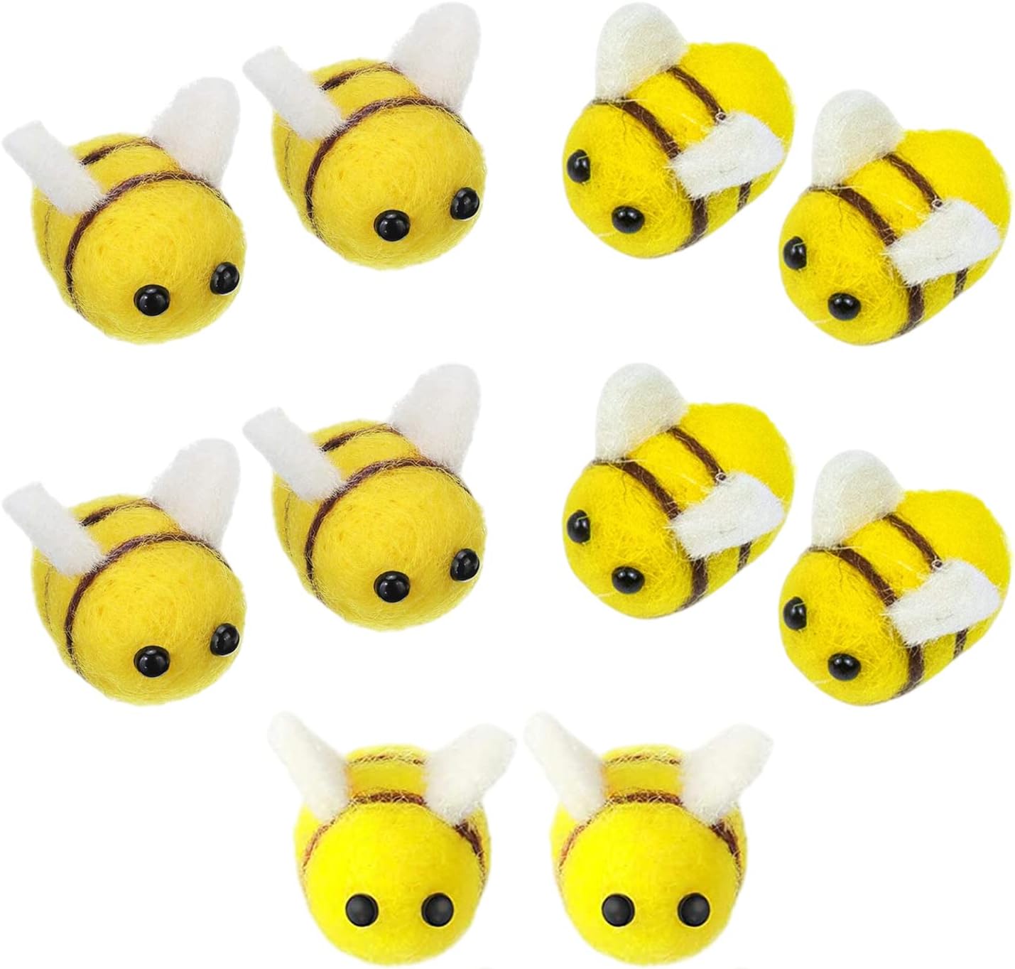 10Pcs Wool Felt Bumble Bee,Craft Balls Honey Bee,Mini Felt Bees