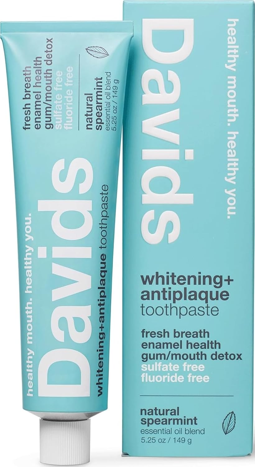 Davids Fluoride Free Toothpaste Teeth Whitening SLS Free Spearmint 5.25oz