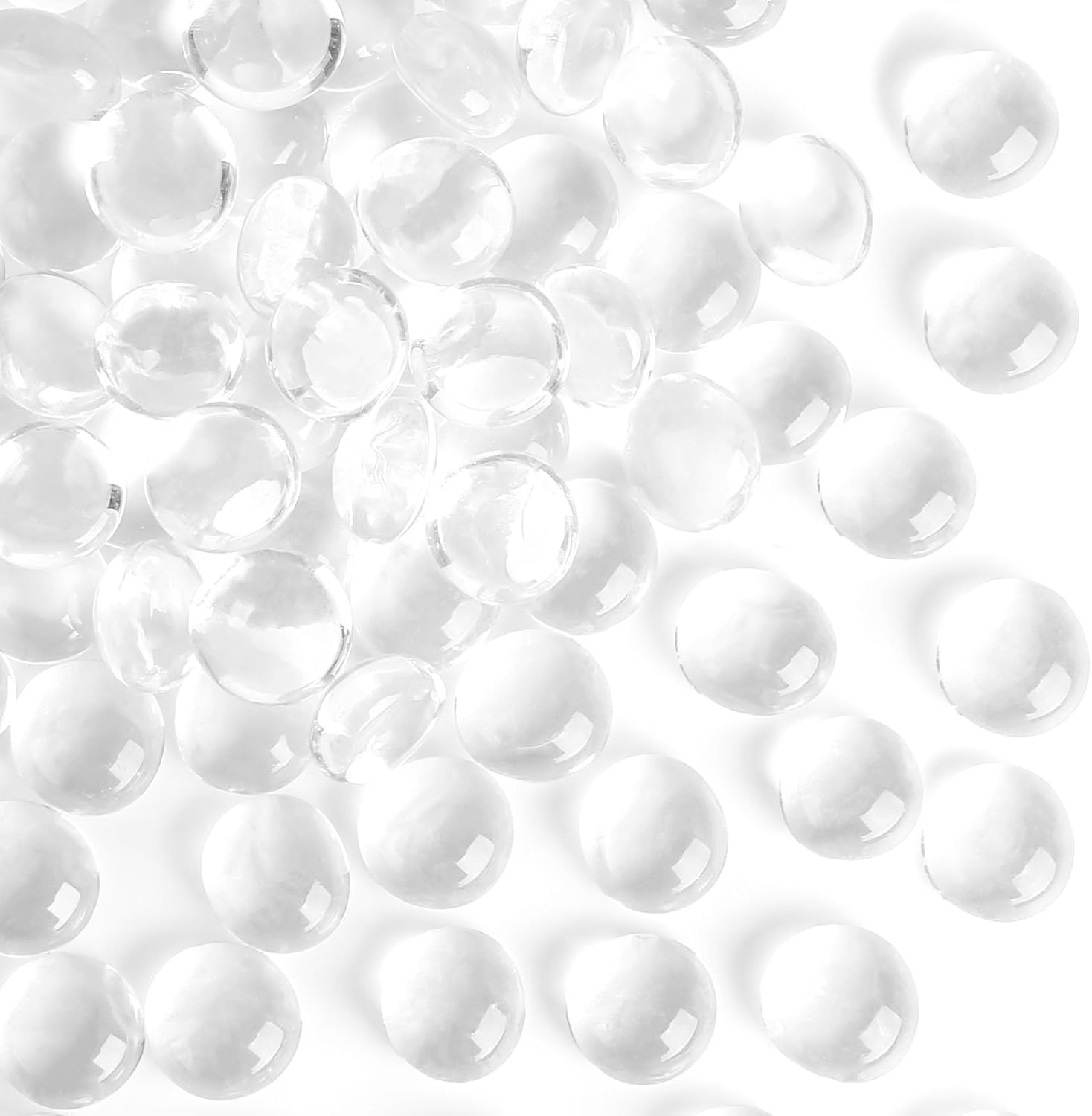 VGOODALL Clear Glass Pebbles 420-Pack 1.9kg｜1.5-2cm Crystal Stones for Aquarium Gravel, Vase Filler, Hydroponics & Home Decor