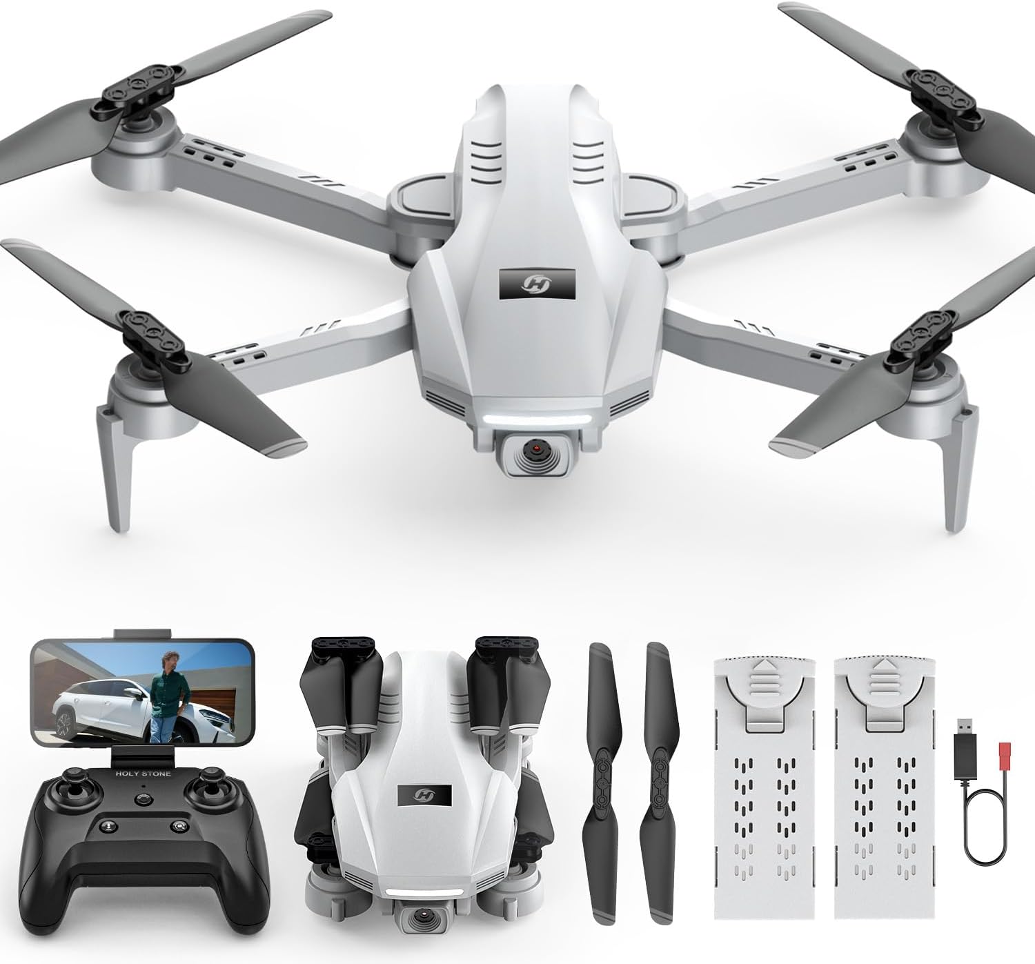 Holy Stone HS130 Mini Drone for Kids Adults with 1080P HD Camera, Foldable RC Quadcopter with 3 Speed Modes, Tap Fly, 3D Flips, Voice and Gesture Control, 2 Batteries, Kid Gift Toys for Boys Girls