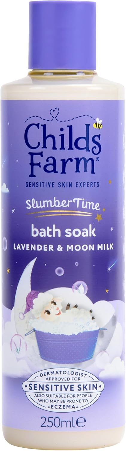 Childs Farm SlumberTime Sleep Bath Soak, Calming Lavender & Moon Milk | Soothing & Hydrating | Suitable for Newborns with Dry, Sensitive Skin, 250ml