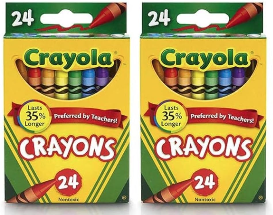 Crayola 24 Count Box of Crayons Non-Toxic Color Coloring School Supplies (2 Packs)