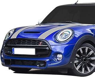 Car Styling Hood Bonnet Stripes Sticker Trunk Rear Engine Cover Vinyl Decal Stickers for Mini Cooper R56 R57 F55 F56 Accessories (Gray-White)
