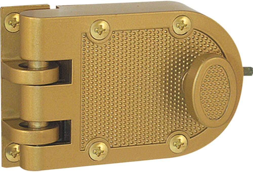 Prime-Line U 9970 Deadlock – Jimmy-Resistant Design Prohibits Forced Entry by Spreading of Door Frames – Single Cylinder Diecast Metal Lock With a Brass Finish and Angle Strike (Single Pack)