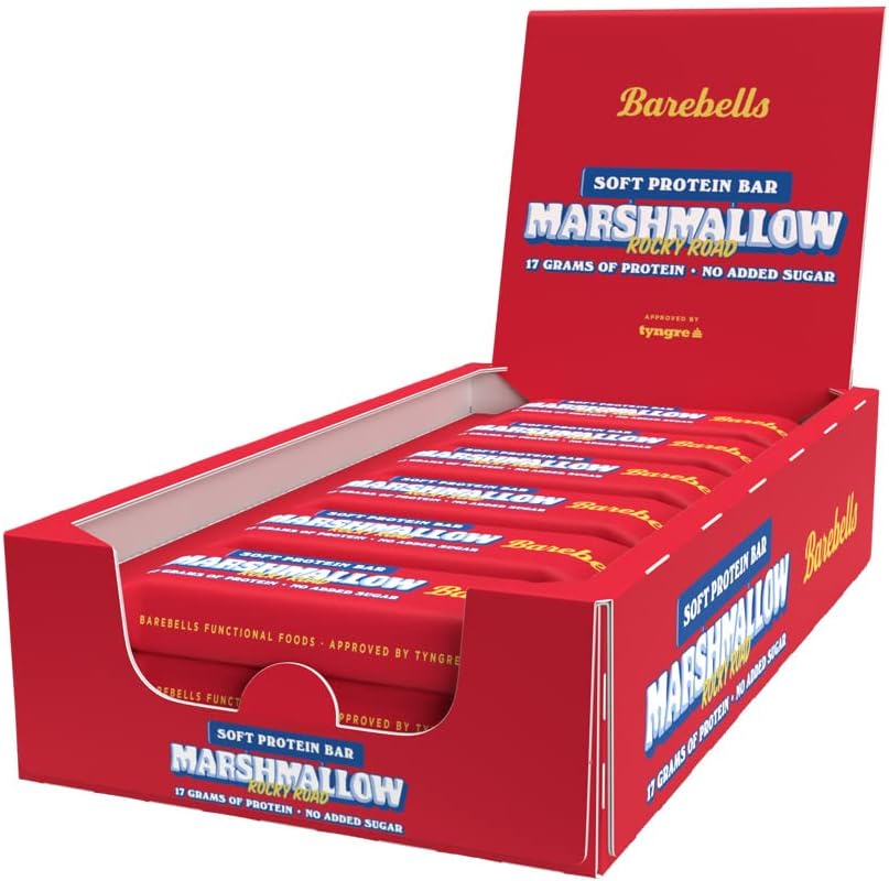 Barebells Soft Protein Bar, Low Sugar Protein Bar (Rocky Road Marshmallow, 12 x 55g)