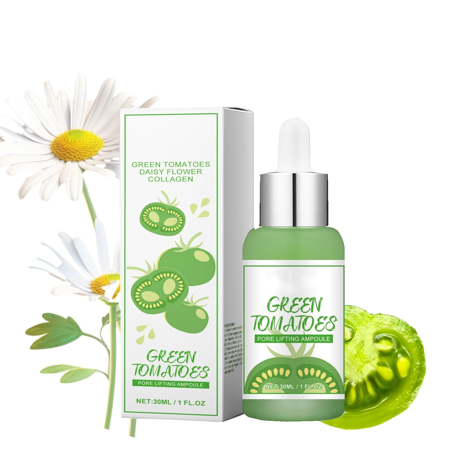 Green Tomato Pore Lifting Ampoule, Green Tomato Hyaluronic Acid Serum, Instant Pore Minimizing & Tightening Facial Serum for Saggy Pores Green Tomato Essense (1 PC)