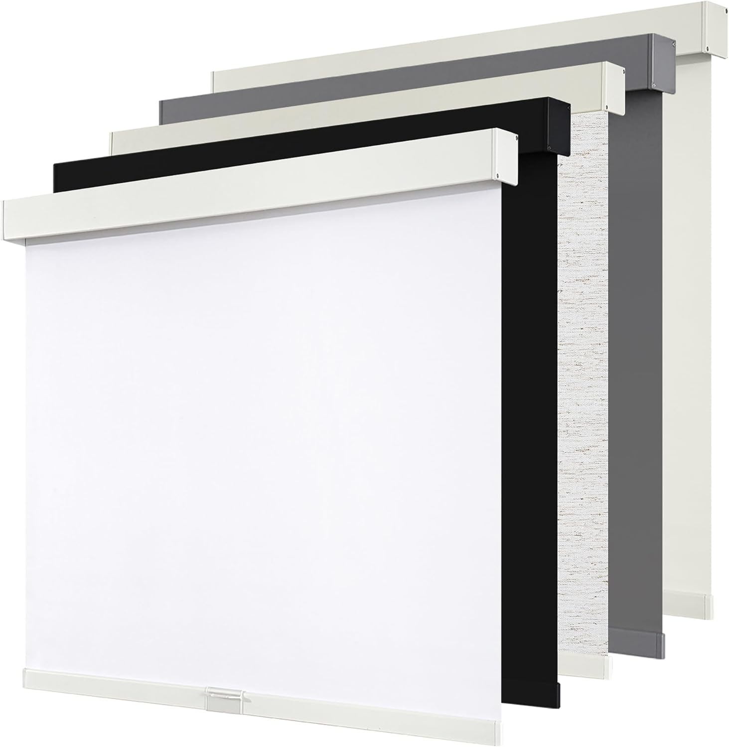 Cordless Blackout Roller Shades Blinds for Windows Free-Stop,Pull Down Room Darkening with Valance,Thermal Insulated Woven Fabric Window Door Blinds for Home,Office,White 34" W x 72" L