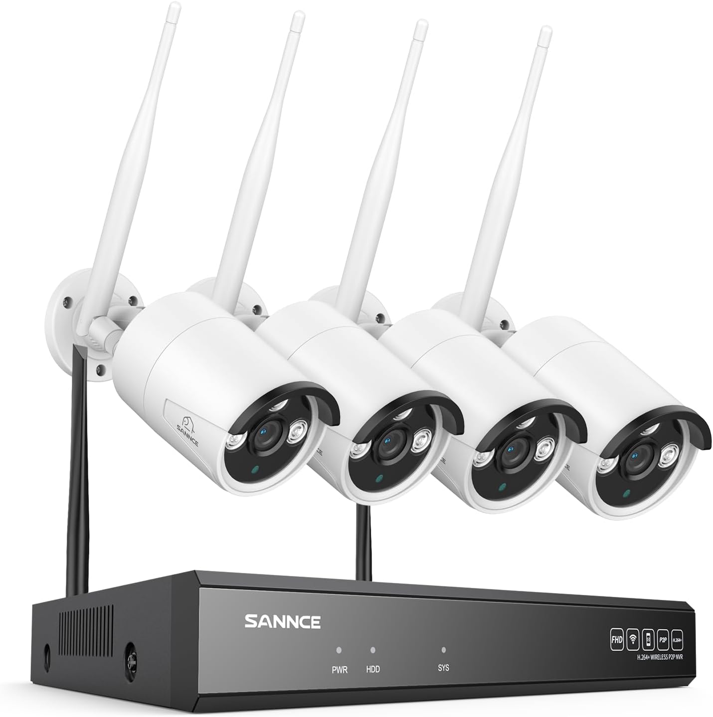 SANNCE Wireless CCTV Security Camera System 8CH 5MP NVR Recorder with 4x 3MP Outdoor Home Wifi Surveillance Security IP Cameras, Dual WiFi, Works with Alexa, Motion Detection, NO Hard Drive