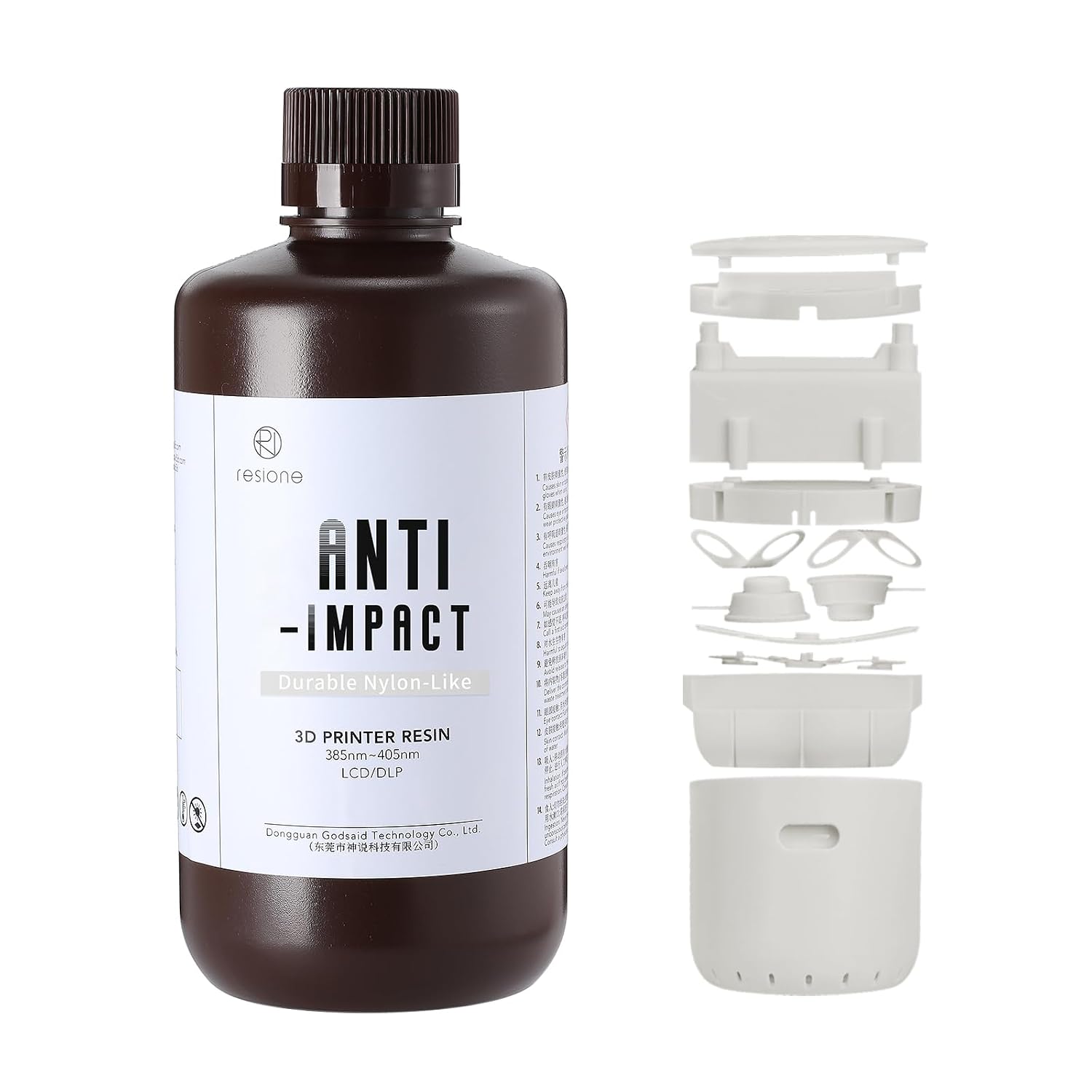 Anti-Impact Ultra Tough 3D Resin: RESIONE Nylon-Like Printer Resin with Long-Term Embrittlement Resistance for Functional Prototypes Miniatures End-Use Parts (White Grey)