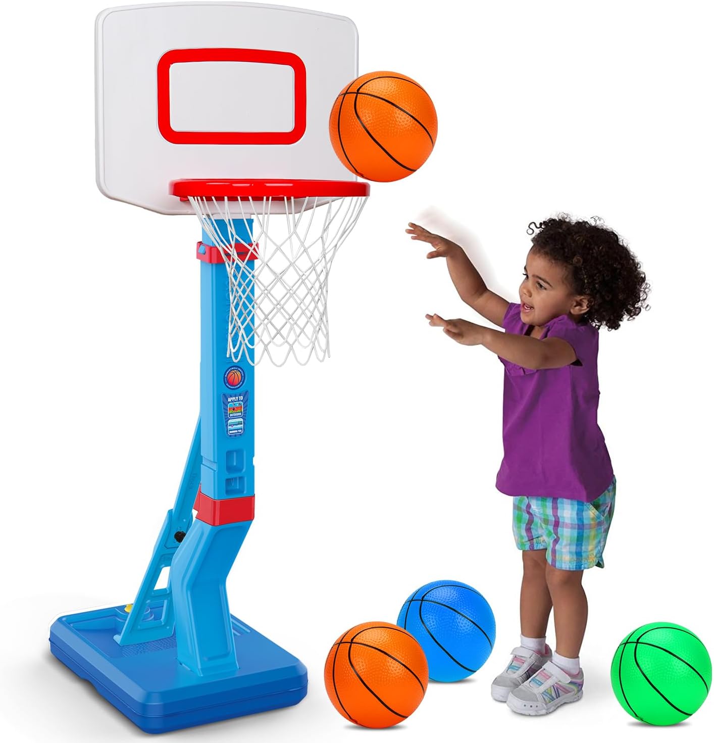 Toddler Basketball Hoop Indoor Mini Adjustable Basketball Goal with Ball Pump Outdoor Toys Backyard Game Outside Pool Basketball Toys for 1 2 3 4 Year Old Boy Girl Kid Toy Age 2-4 4-8 Birthday Gift