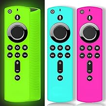ONEBOM 3 Pack Fire Stick Remote Cover, Case for Firestick 4K / TV 2nd Gen (3rd Gen Pendant Design) Remote Control, Firestick Cover Glow in The Dark (Green Glow & Rose RED+Sky Blue Not Glow)