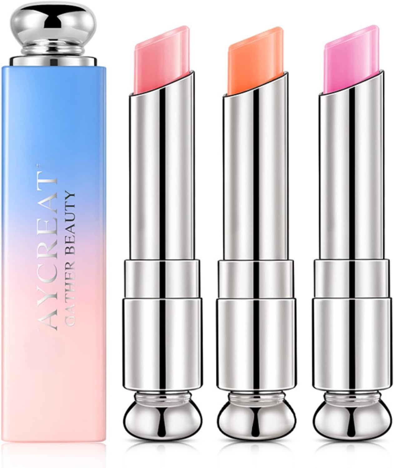 3Packs Colour Changing Lip Balm - Tinted Lip Balm Clear Flower Jelly Lipstick,Nutritiousv Moisturizer lip Balm Temperature Color Change Natural Lipstick Lip Repair Protection For Teenage Girl