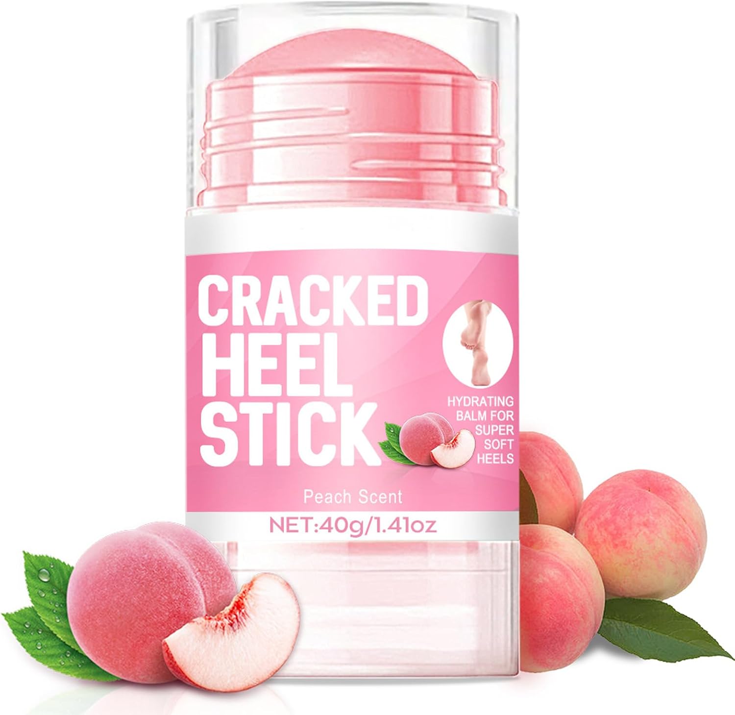 Foot Cream for Cracked Heels & Dry Skin - Peach Foot Cream for Cracked Heels and Dry Skin - Foot Moisturiser Cream for Dry Cracked Feet Knees Hands Elbows Foot Care for Men and Women