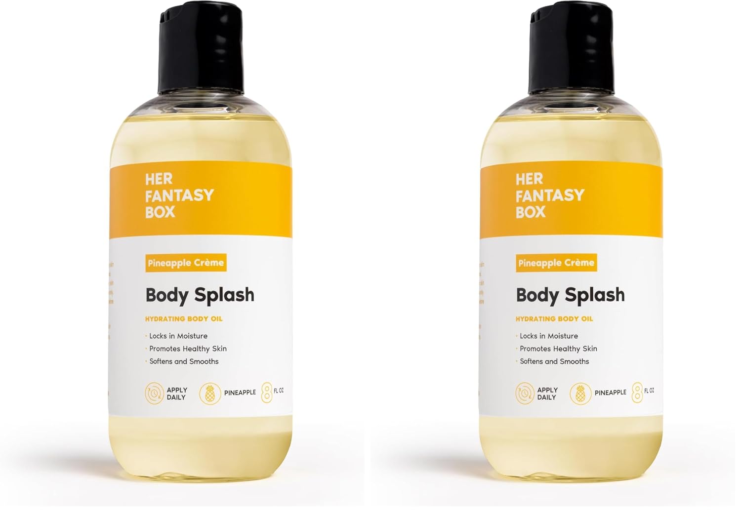 Her Fantasy Box | Body Splash Hydrating Body Oil (Pineapple Creme) - Moisturizing, Non-Greasy Formula for Soft, Smooth Skin - All-Natural, Lightweight & Nourishing (Pack of 2)