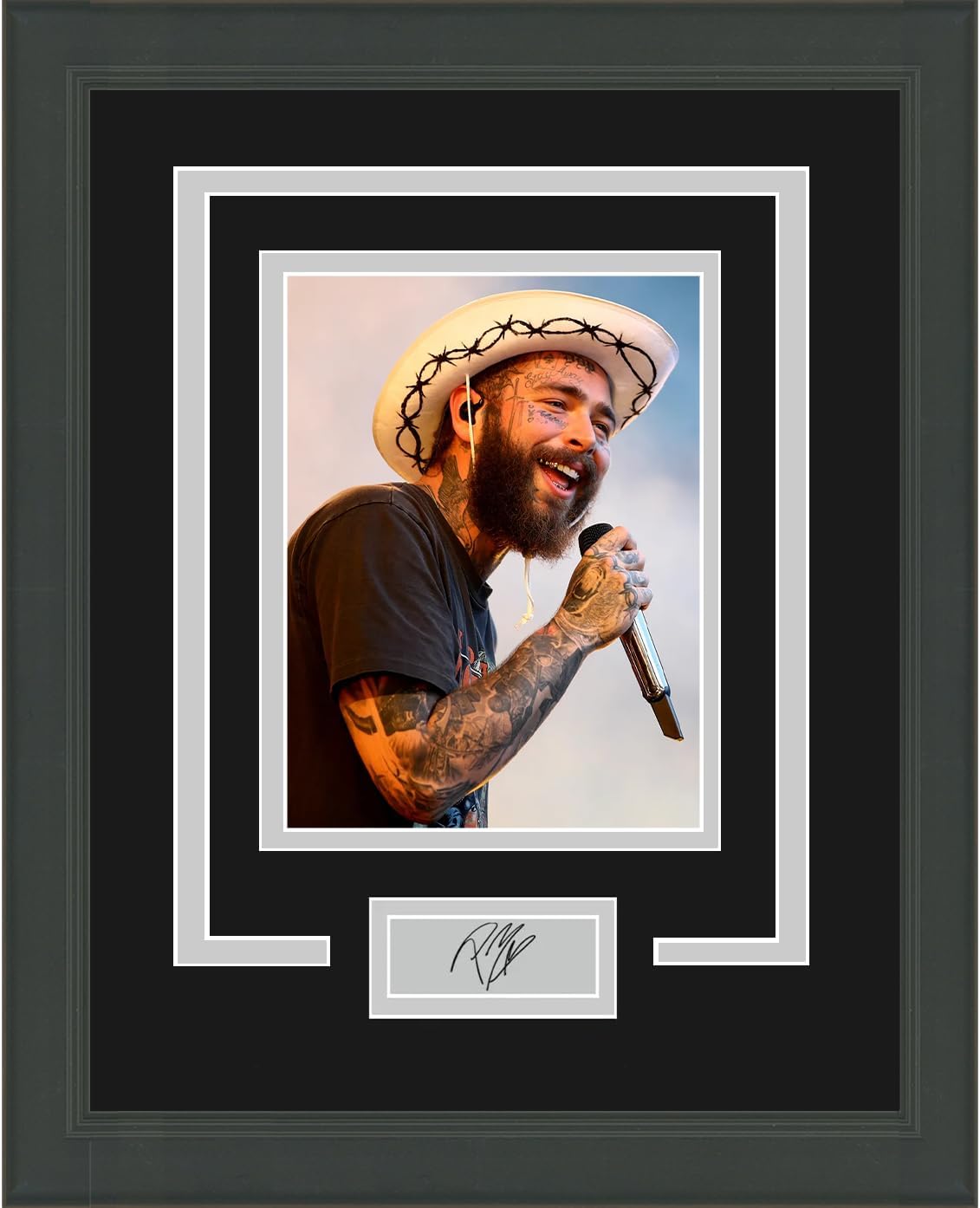 Framed Post Malone Facsimile Laser Engraved Signature Auto 11x14 Music Photo