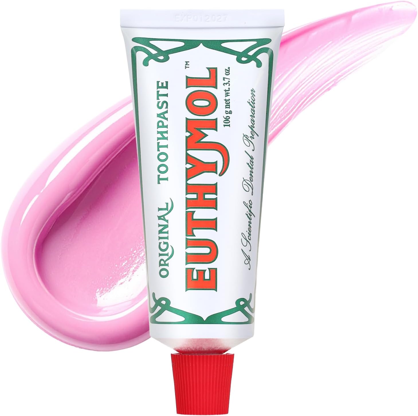 EUTHYMOL Original Pink Toothpaste, Fluoride-Free, Cavity Prevention, 3.7 oz