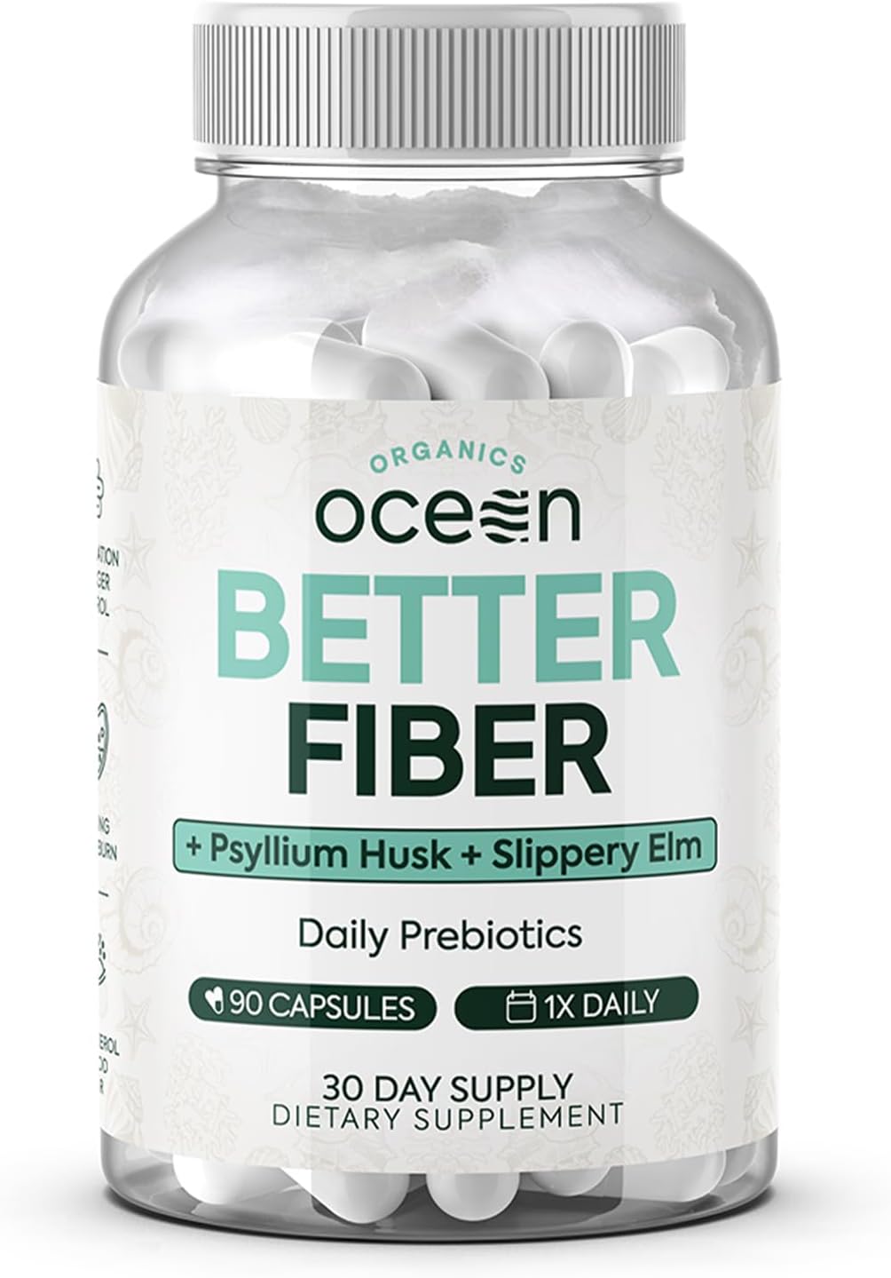 Better Fiber - Daily Fiber Supplement - Soften Stool for Effortless Bowel Movements - with Psyllium Hulk and Slippery Elm - 90 Capsules