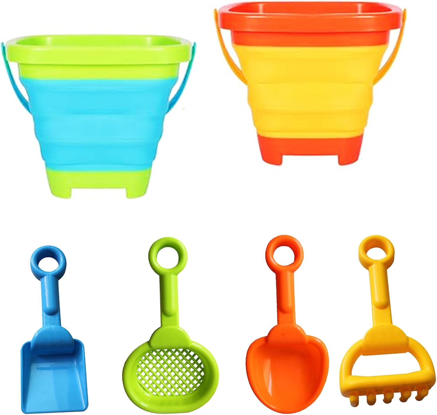 Collapsible Beach Toys Set for Kids - Foldable Sand Bucket & Shovel Kit, Camping & Outdoor Play