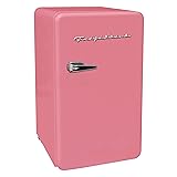Frigidaire Retro Compact Refrigerator with Chiller, 3.2 cu ft Countertop Fridge, Built-In Bottle Opener, Rounded Corners, Premium, for Office, Bedroom, Dorm Room, Cabin, 18.5D x 20W x 31.5H (Pink)