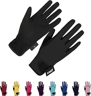 Amoy Kids Horse Riding Gloves Breathable Children Equestrian Horseback Anti-Slipping Boys & Girls Youth Outdoor Biking Cycling Sport Mitts
