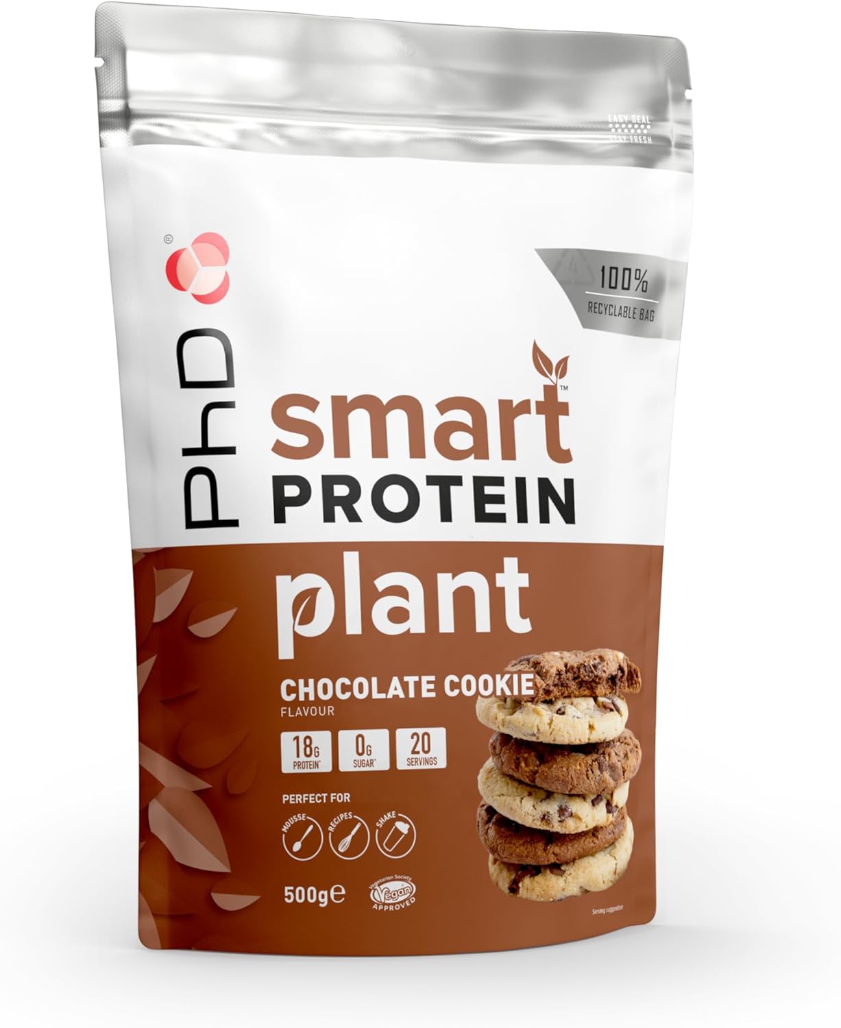 Phd Smart Plant, high Protein Vegan Shake, Ideal for Shakes, Baking and Deserts, Choc Cookie,500g