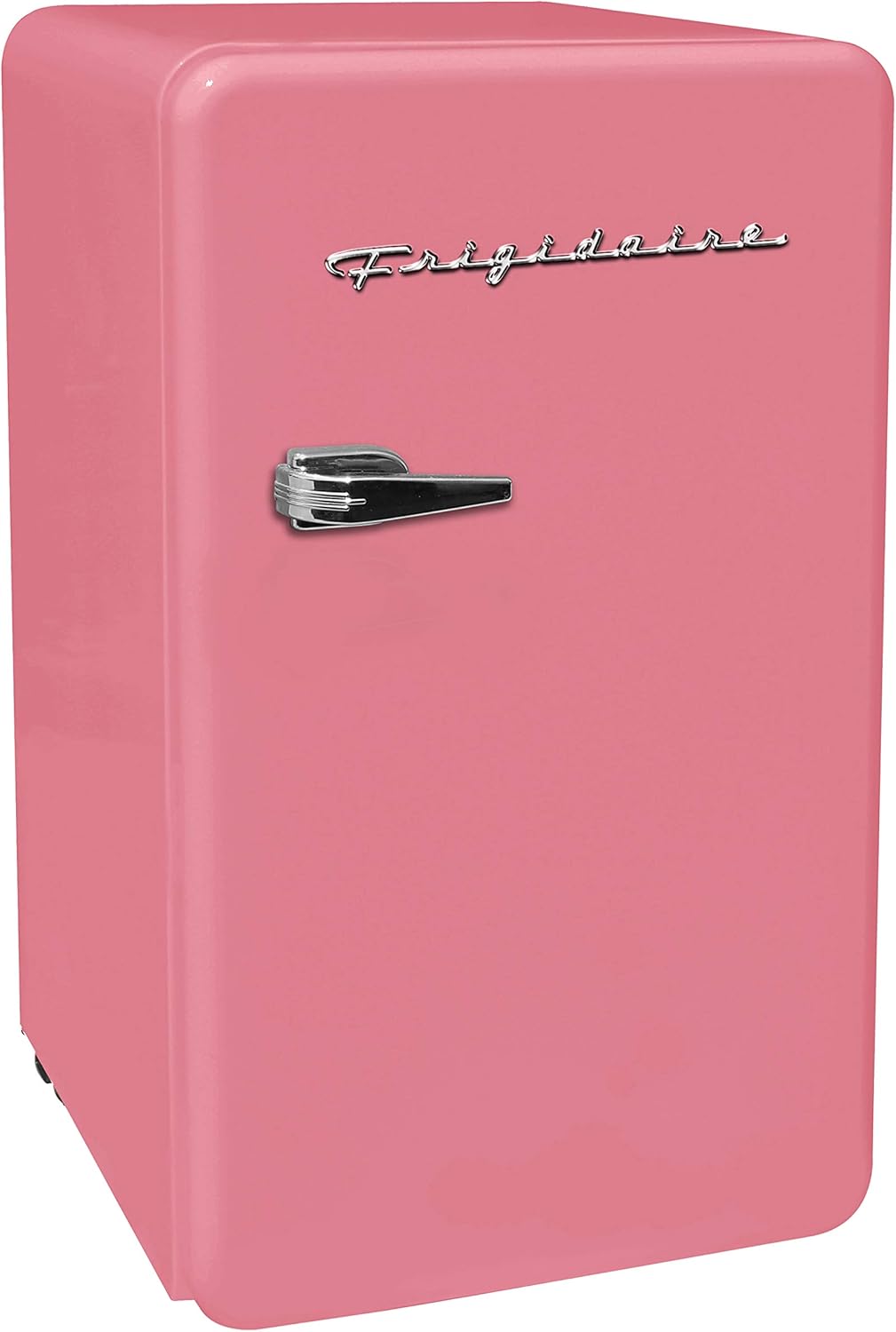 Frigidaire Retro Compact Refrigerator with Chiller, 3.2 cu ft Countertop Fridge, Built-In Bottle Opener, Rounded Corners, Premium, for Office, Bedroom, Dorm Room, Cabin, 18.5D x 20W x 31.5H (Pink)
