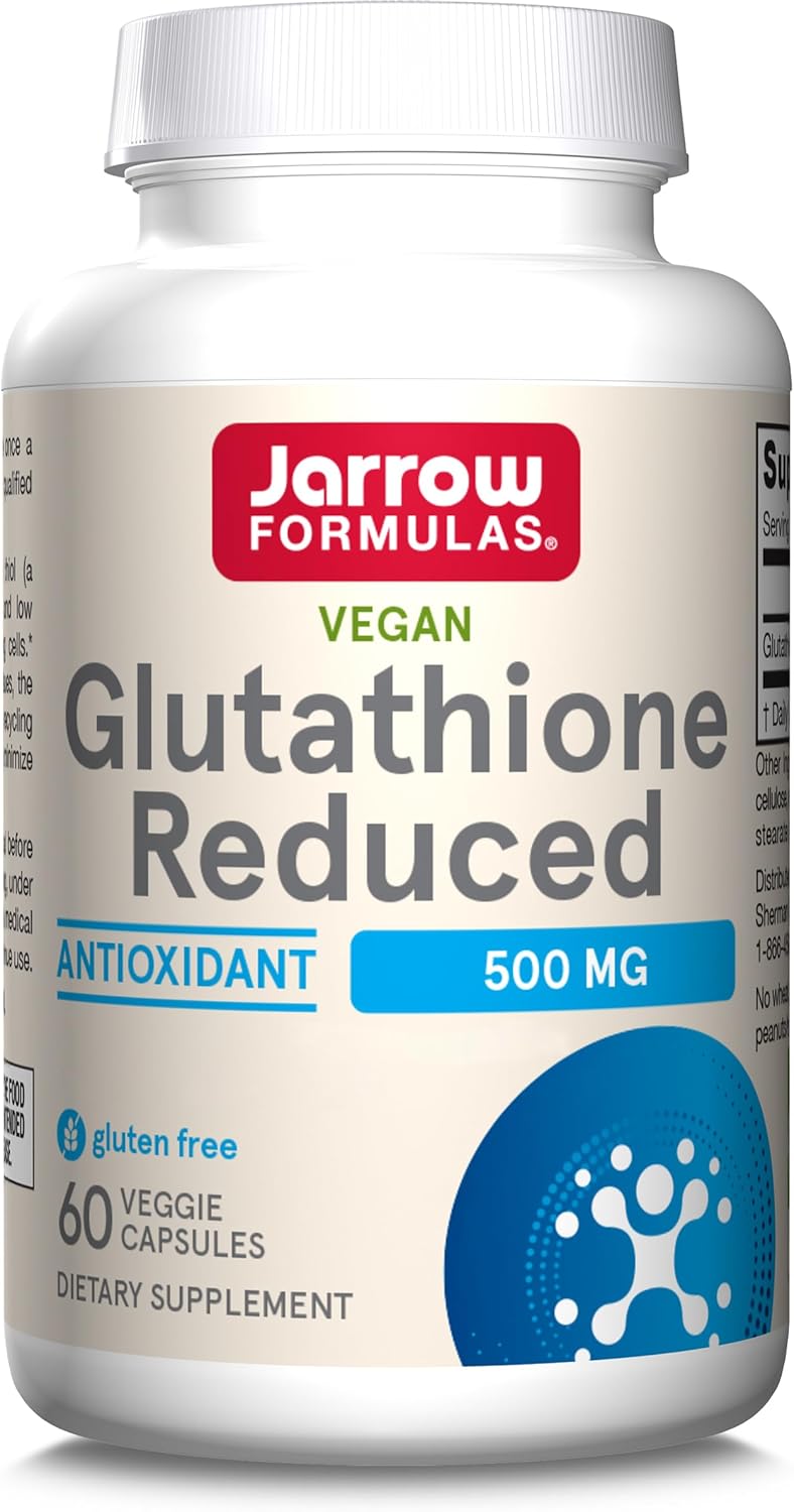 Jarrow Formulas, L-Glutathione, 500mg, Highly Dosed, 60 Vegan Capsules, Vegetarian, Soy-Free, Gluten-Free, GMO-Free