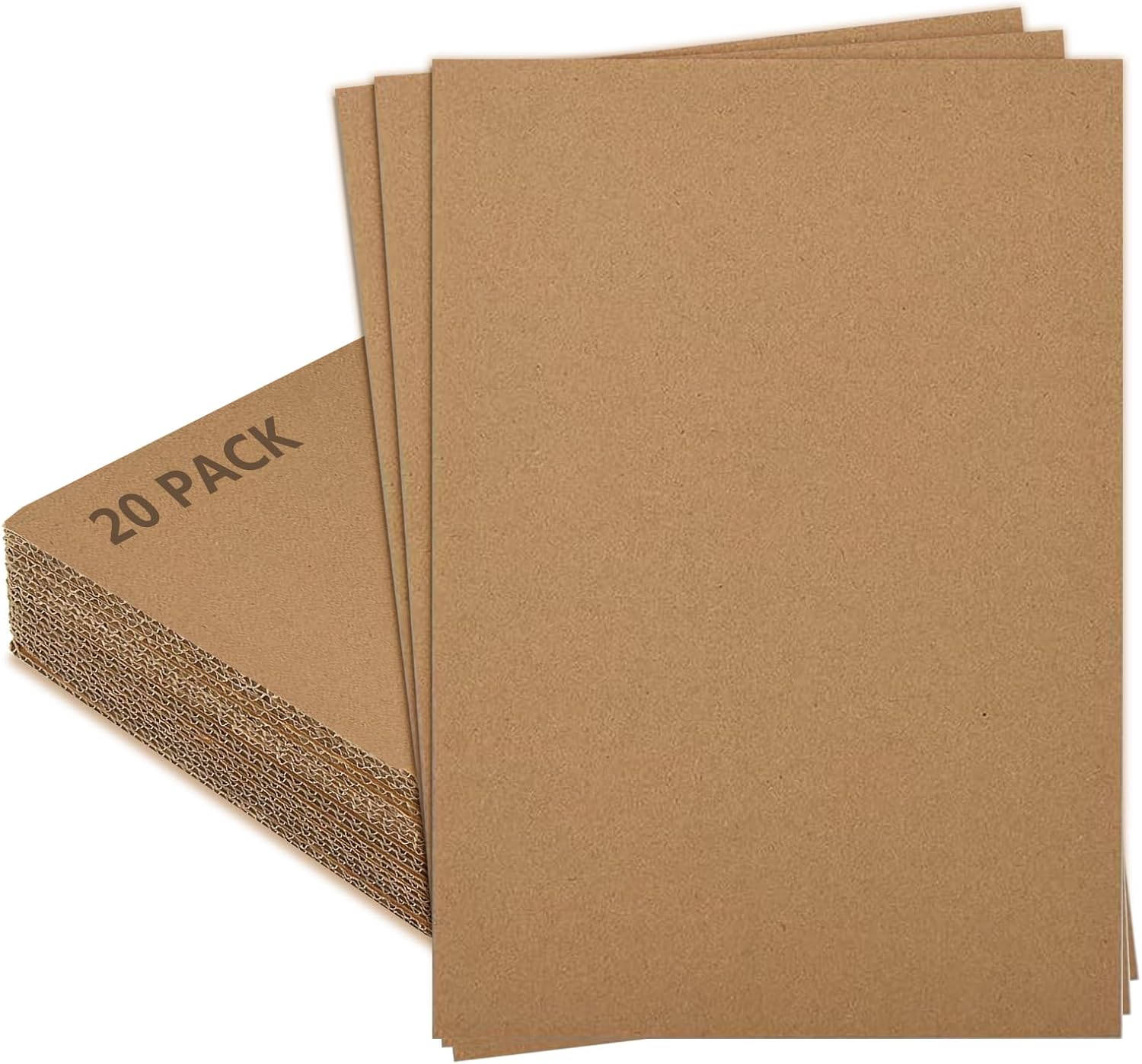 xiaoxianxian 20 Pieces Corrugated Cardboard Sheets, Large Kraft Board, Thickned Cardboard Paper A3 A4 Sizes for DIY Crafts, Painting, Modeling (A4)