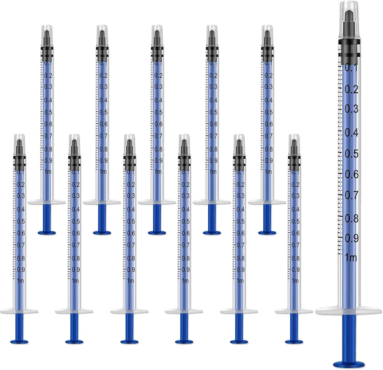 12 Pack 1ml Plastic Syringes With Luer Slip Tip, Individually Sealed with Measurement for Refilling and Measuring Liquids, Scientific Labs Experiment, Feeding Pets, Oil or Glue Applicator (No Needle)