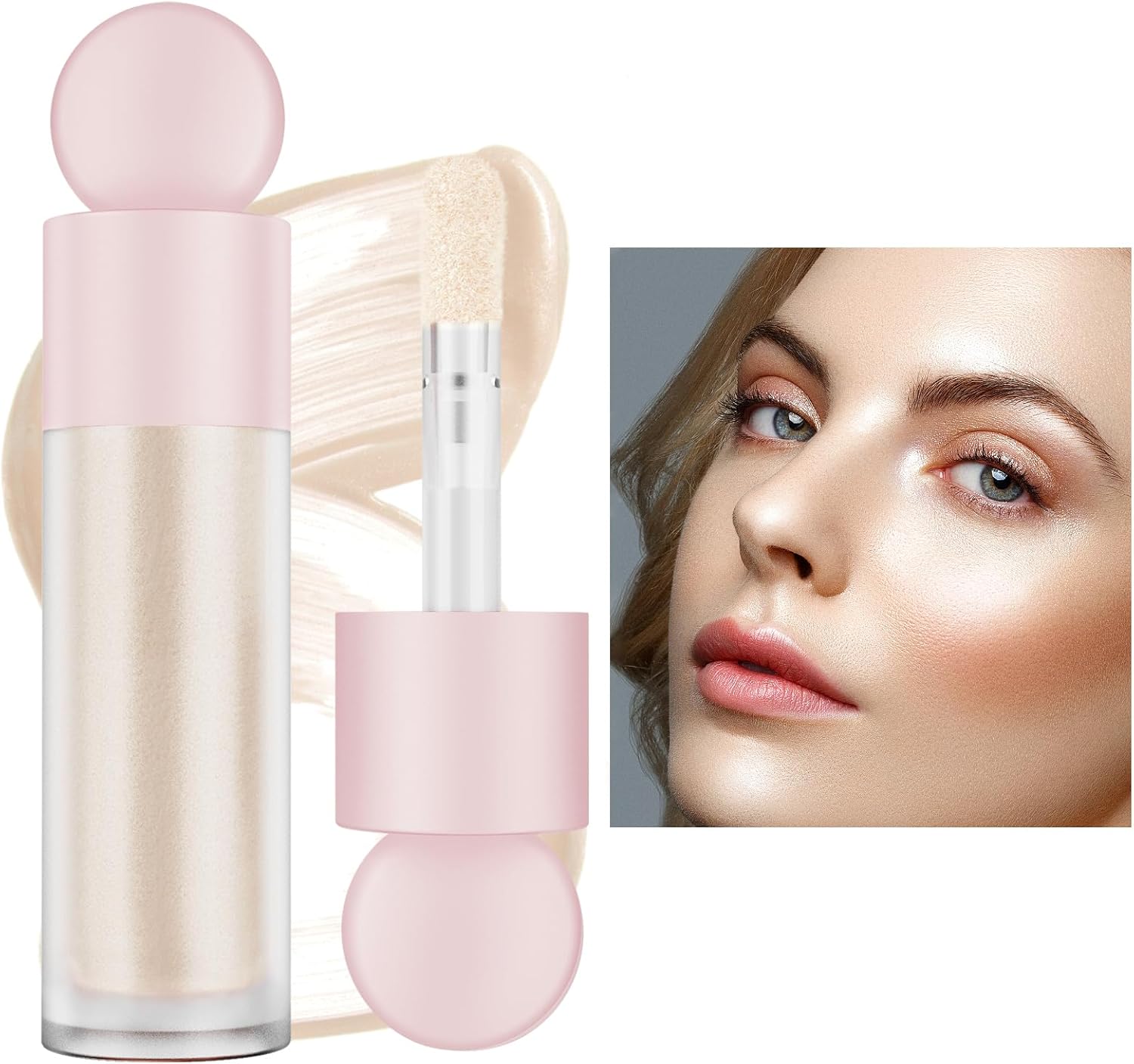 Liquid Highlighter Natural Glow For Face & Body, Waterproof Moisturizing Highlighter Makeup For Long Lasting Shimmer, Contour Liquid Luminizer Easy to Use with Cushion Applicator (#1 Moonlight)