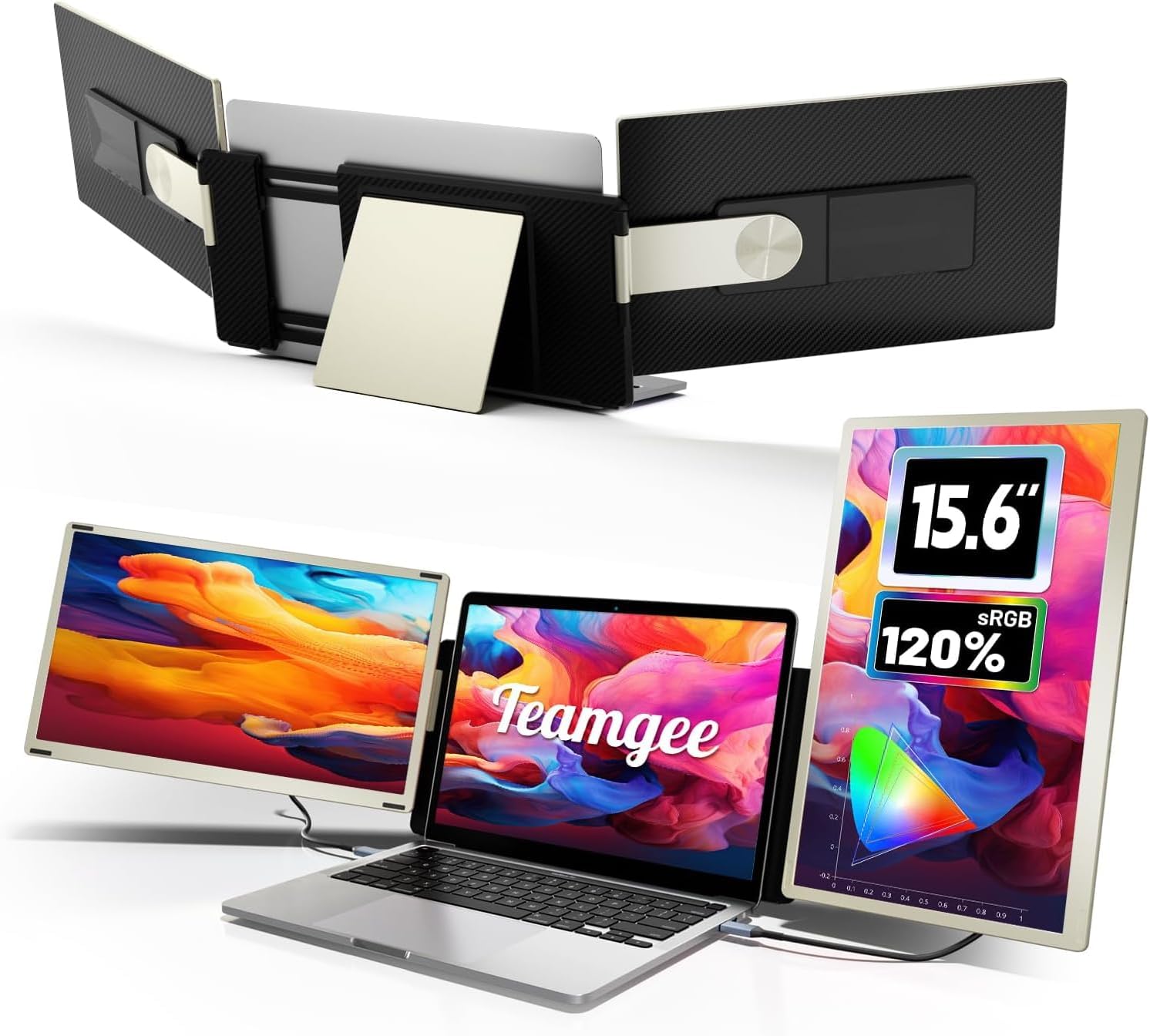 Teamgee Triple Laptop Screen Extender, USB-C HDMI Plug and Play Portable Monitor
