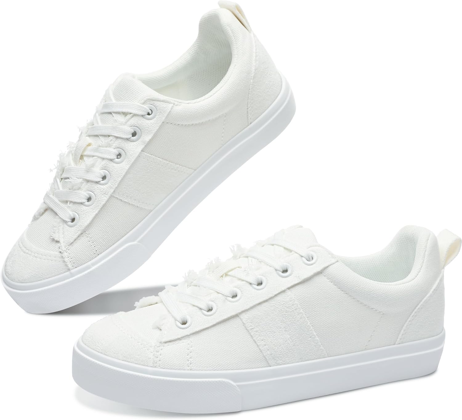 Obtaom Women's Canvas Sneakers Cute Lace up Fashion Sneaker Comfortable Skate Shoe for Lady Casual Tennis Flats