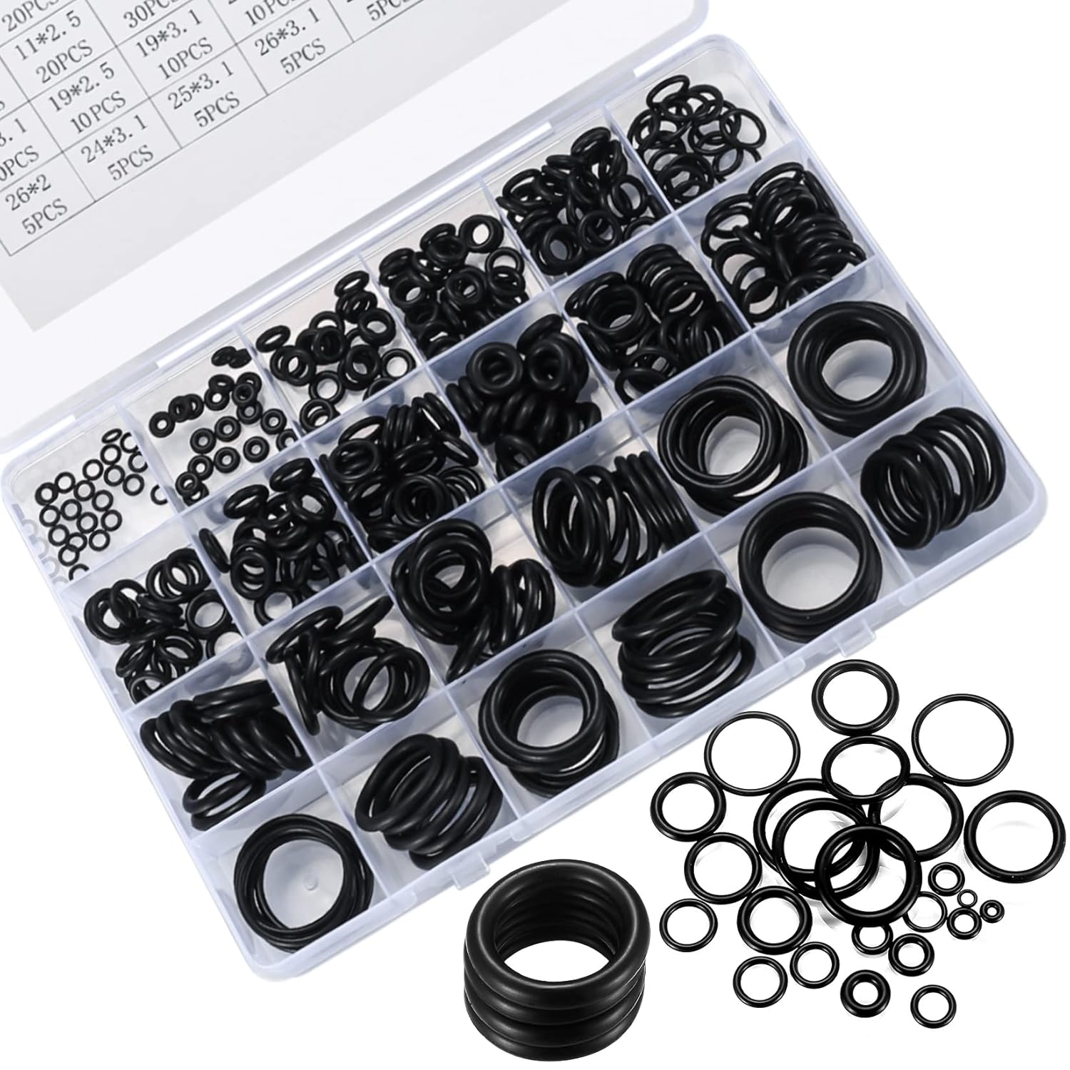 360 Pcs Rubber O-Ring Washer Gaskets Seal Assortment Kit, Kitchen Tap Washers Seals Spacers for Mixer Taps Electrical Hydraulic Plumbing Spacer Gasket Washers Seal O-Ring - 24 Sizes