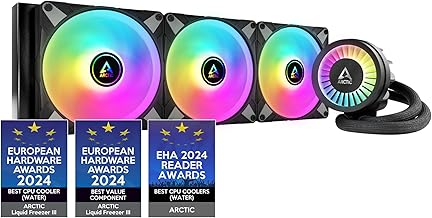 ARCTIC Liquid Freezer III 420 A-RGB - CPU AIO Water Cooler, Water Cooling PC, Intel & AMD, Efficient PWM-Controlled Pump, Fan: 200–1900 RPM, LGA1851 and LGA1700 Contact Frame - Black