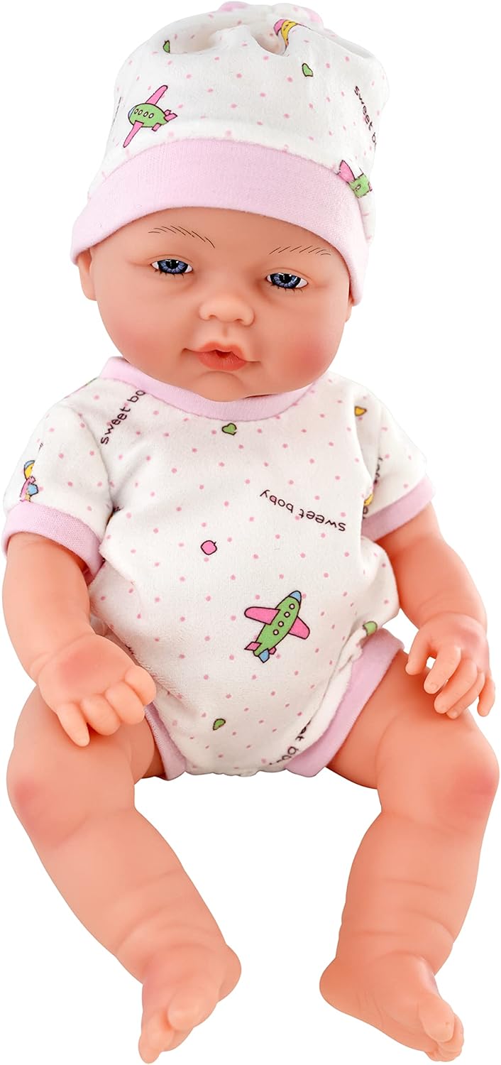 The Magic Toy Shop Bibi Doll - 14" Anatomically Correct Soft Vinyl Lifelike New Born Realistic Baby Girl Boy Doll (Girl Doll)