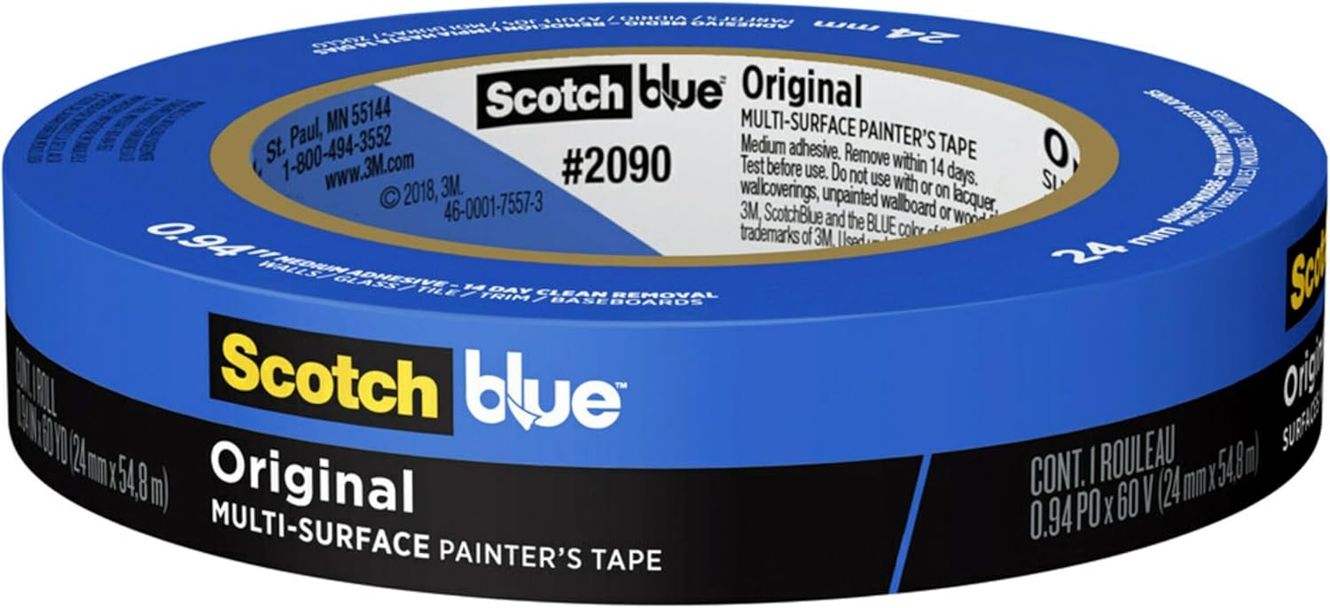 ScotchBlue Original Multi-Surface Painter's Tape, 0.94 Inches x 60 Yards, 1 Roll, Blue, Paint Tape Protects Surfaces and Removes Easily, Multi-Surface Painting Tape for Indoor and Outdoor Use