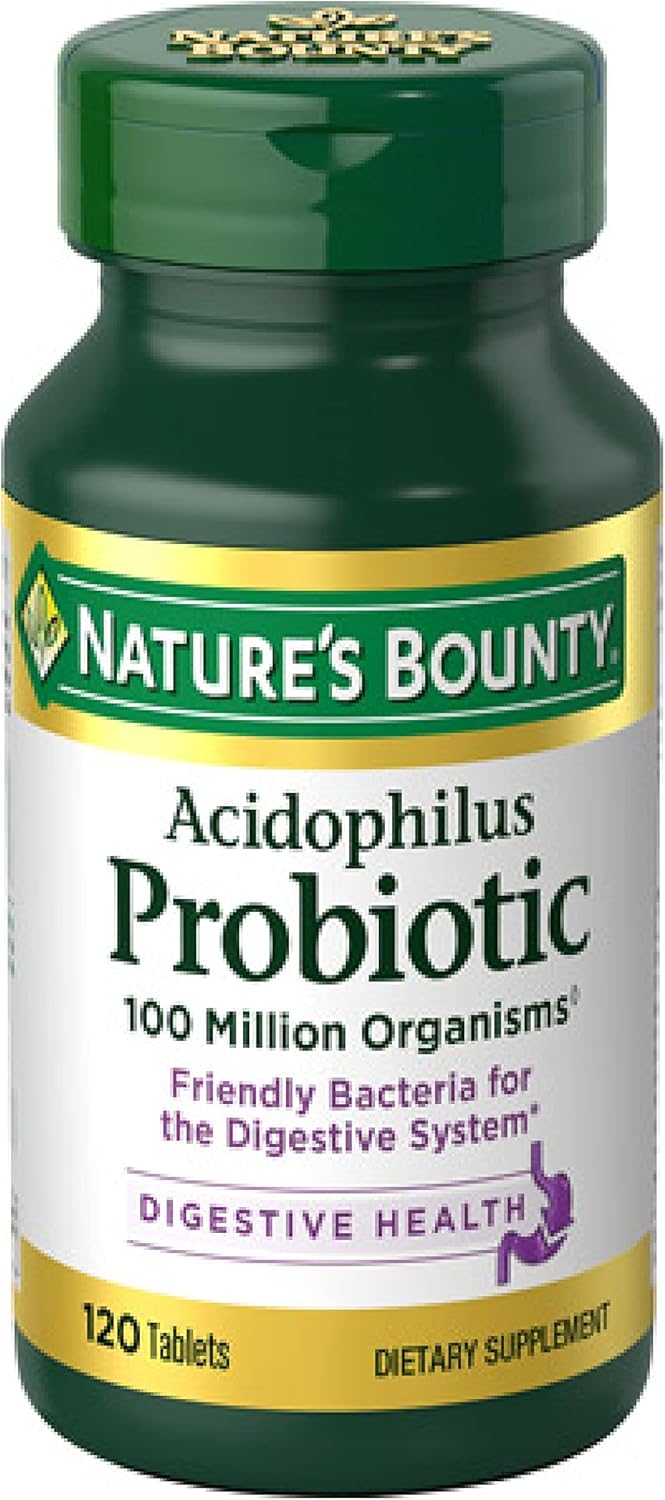 Nature's Bounty Acidophilus Probiotic, Daily Probiotic Supplement, Supports Digestive Health, 1 Pack, 120 Tablets