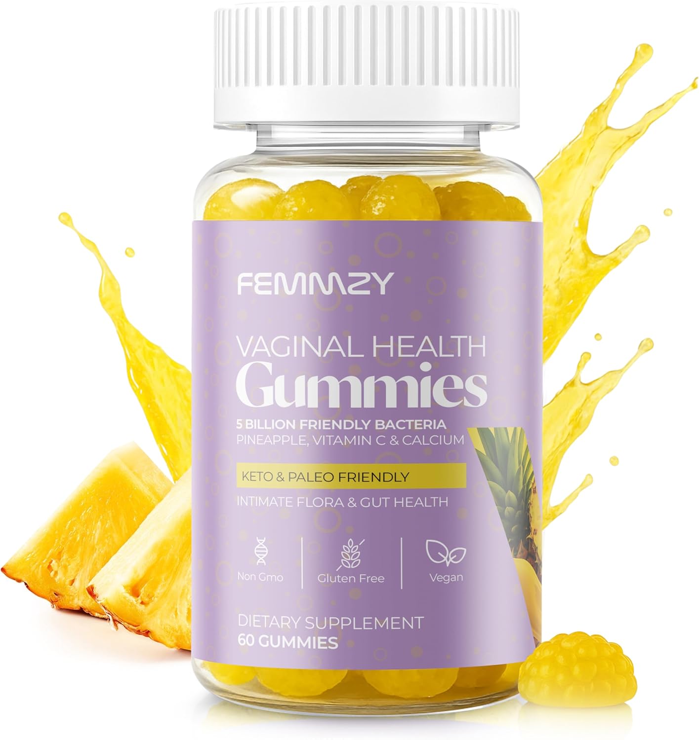 Vaginal Probiotic Gummies for Women - BV and Odour Support, pH Balance, Intimate Flora & Gut Health – Advanced Lactobacillus Strains + Prebiotic Blend + Vitamin C for Immune — Tasty Pineapple
