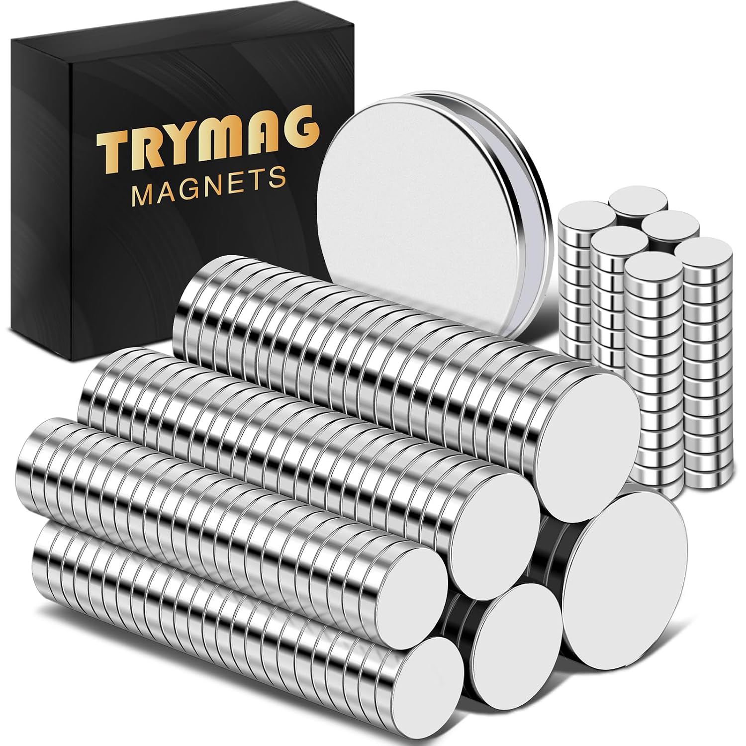TRYMAG Small Strong Magnets, 6 Sizes Rare Earth Magnet, 255Pcs