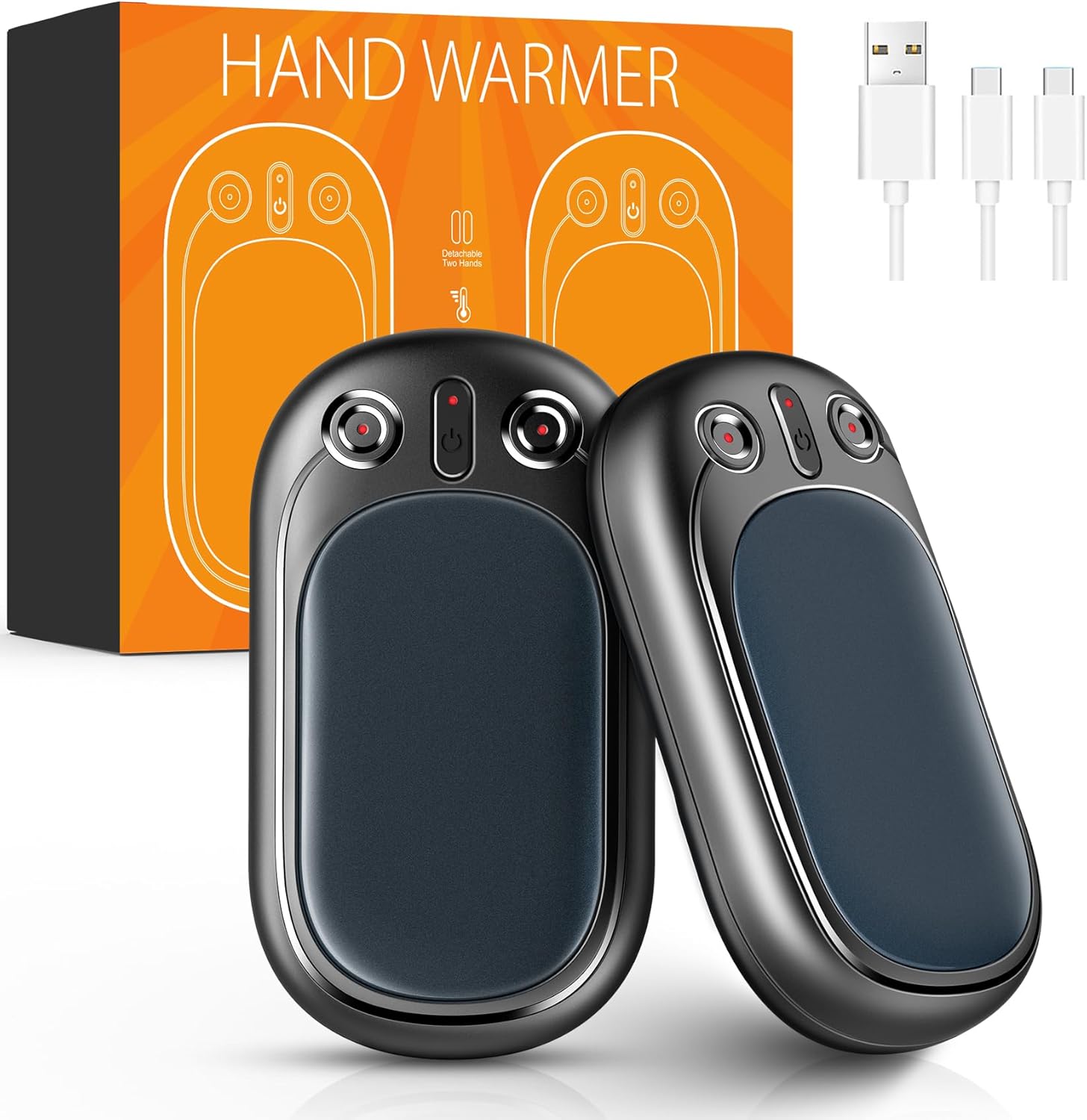 Hand Warmers Rechargeable USB & Reusable 2 Pack for Up to 12 hrs, Portable Electric Hand Warmer Electronic Pocket Heater, Tech Gifts for Men Women Raynauds Golf Skiing Hiking Camping Climbing Fishing