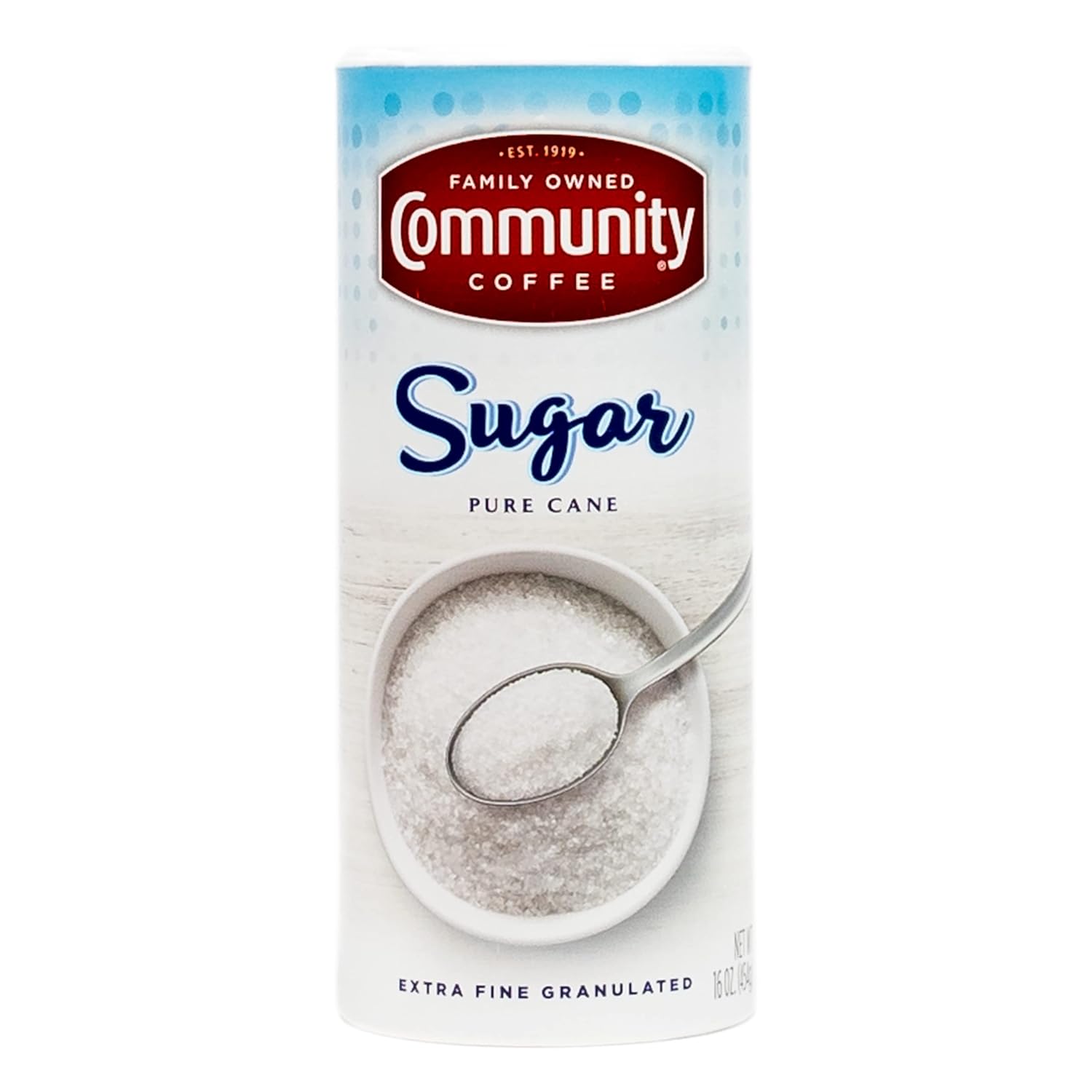 Community Coffee Extra Fine Granulated Sugar, 16 Ounce Can (Pack of 6)